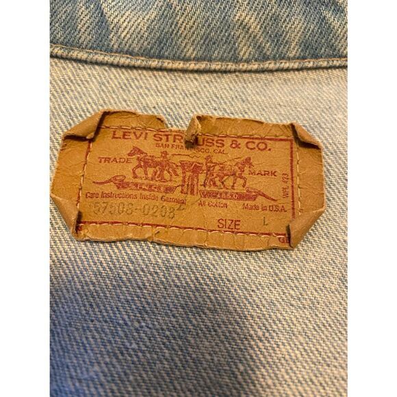 Vintage Distressed Levi’s Acid Wash Denim Jacket L - Picture 5 of 11